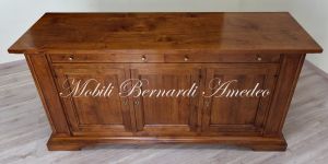 Handcrafted sideboard made of solid walnut with 3 Piedmontese style doors